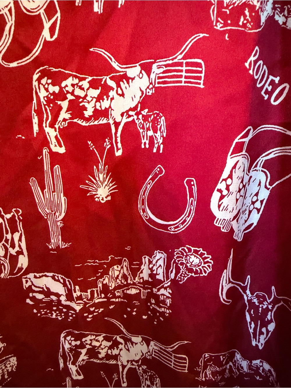 Vintage Red Western Print Button-Up Shirt Oversized with flaws - Picture 5 of 9